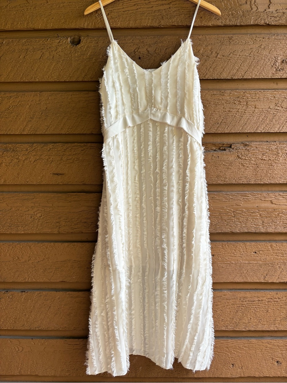 Liger Cream Textured Boho Midi Dress Size S